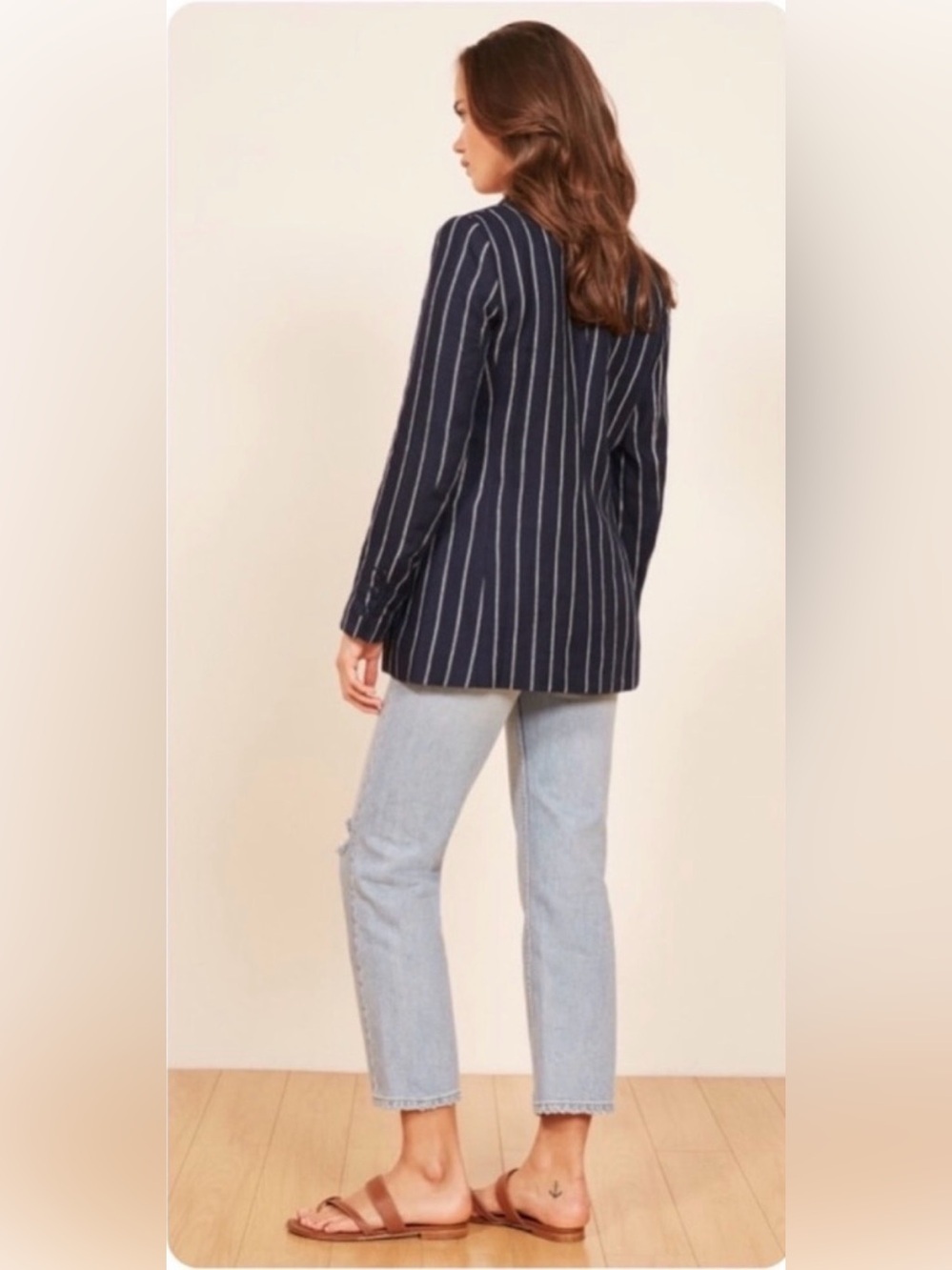 Reformation Verano 100% Linen Pinstripe Double Breasted Blazer XS - Picture 5 of 13